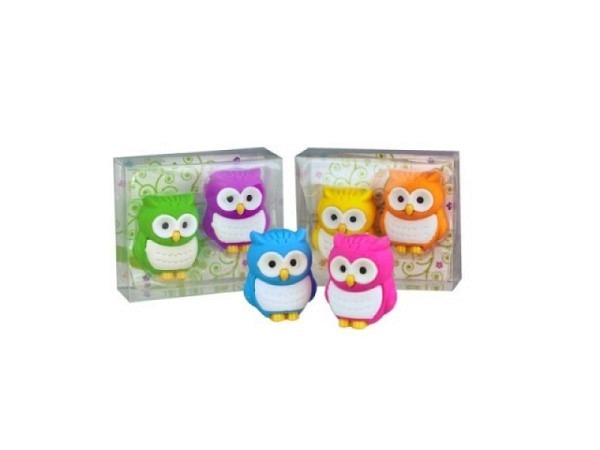 Radiergummi Trendhaus Eulen 2er Set, farbig sortiert