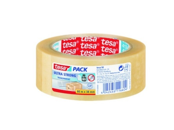 Verpackungsband Tesapack 38mmx66m Ultra Strong PVC transp.