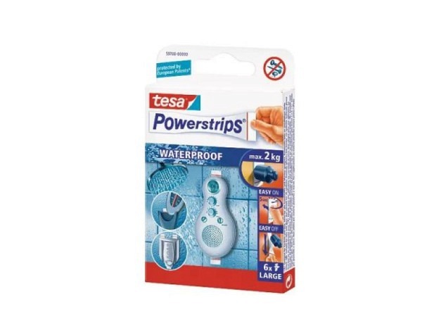 Haftstücke Tesa Powerstrips Waterproof Large, bis 2kg, 6 Stk