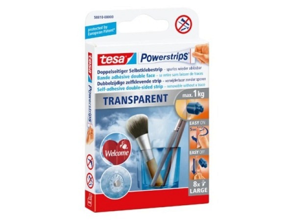 Powerstrips Tesa Large 5x2cm transparent, 8Stk.