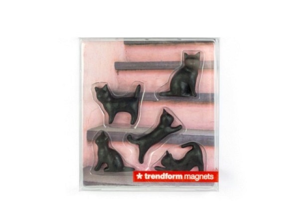 Magnet Trendform Meow 6 schwarze Katzen, aus Kunstharz