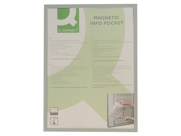 Magnetrahmen Q-Connect grau A4 Infotasche mit grauem Rand