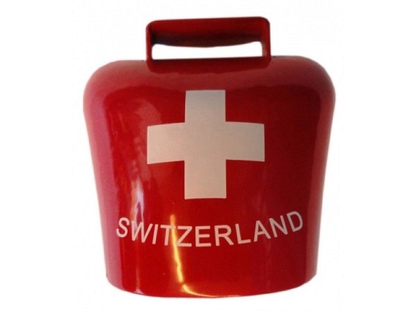 Magnet Glocke Switzerland rot in Glockenform, aus Metall