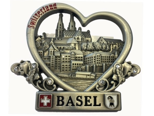 Magnet Basel Metall in Herzform