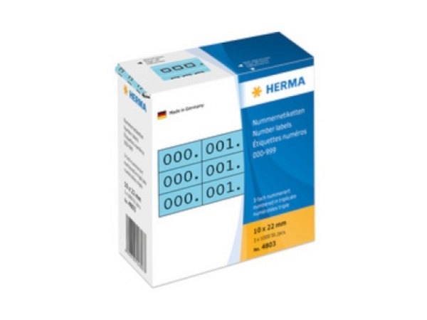 Etiketten Herma Nummern dreif. 0-999 22x10mm weiss