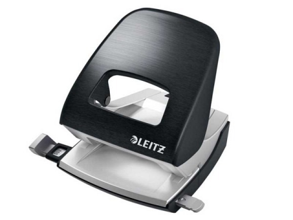 Locher Leitz Nexxt 5006 satin schwarz, robuster Metalllocher für den Einsatz im Büro und Zuhause