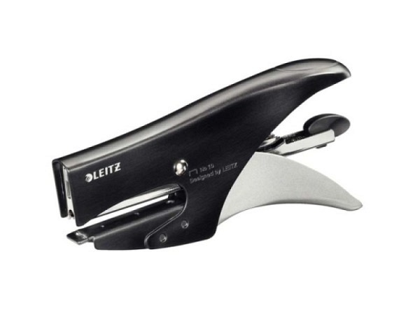 Heftzange Leitz Wow satin schwarz aus Metall, Einlegetiefe 49,5 mm, Heftleistung 15 Blatt 80g/qm