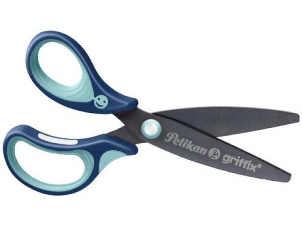 Schere Pelikan Griffix rund Linkshänder blau