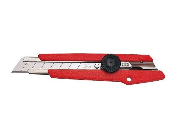 Messer NT L-500 breit Kunststoff rot mit Dreh-Arretierung