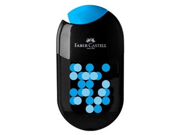 Spitzer Faber-Castell Two Tone blau, Doppelspitzdose mit Radierer