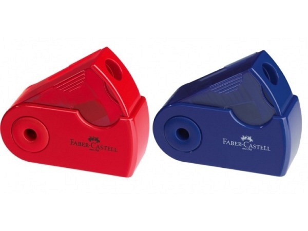 Spitzer Faber-Castell Einfachspitzdose klein blau oder rot