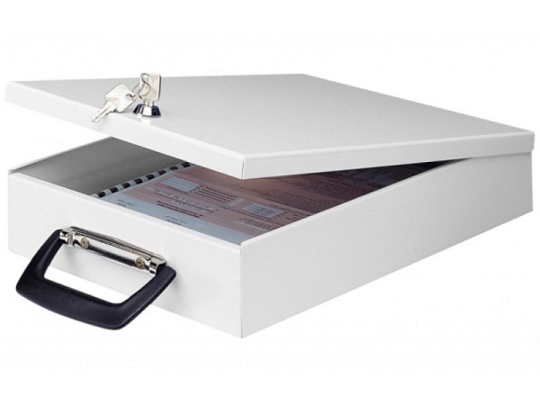 Dokumentenkassette Wedo A4 grau mit Koffergriff