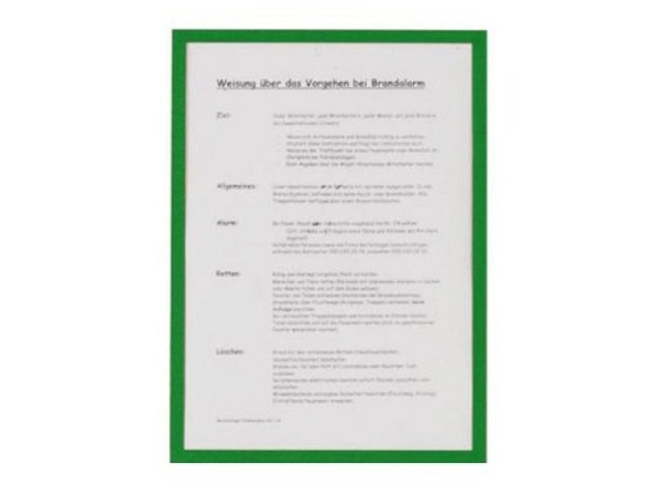 Sichttafel Berec Infotasche A4 mit grünem Rahmen