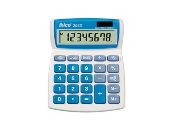 Taschenrechner Ibico 208X weiss/hellblau
