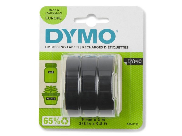 Beschriftungsband Dymo Prägeband 9mm schwarz 3er Set