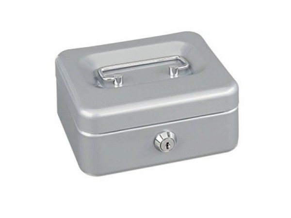 Geldkassette Alco 15x12x7,5cm silber, mit Schloss
