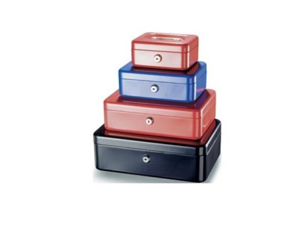 Geldkassette Rieffel Valorit blau 7x15,3x12cm aus Stahlblech