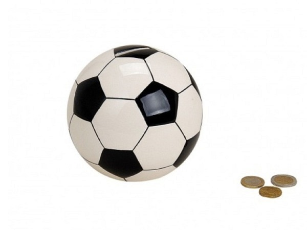 Geldkassette Fussball schwarz-weiss rund 13cm