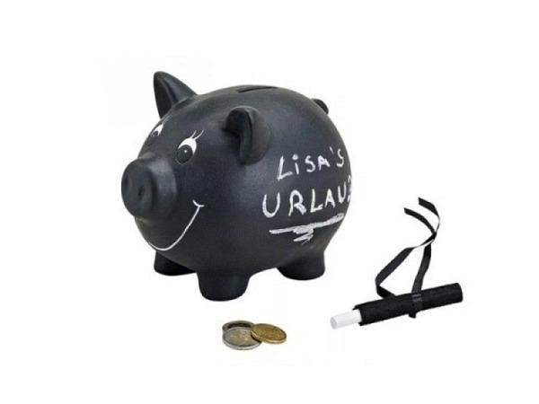 Geldkassette Sparschwein 17x13x14cm, aus Ton zum selber Beschriften