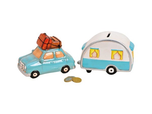 Geldkassette Auto mit Wohnwagen