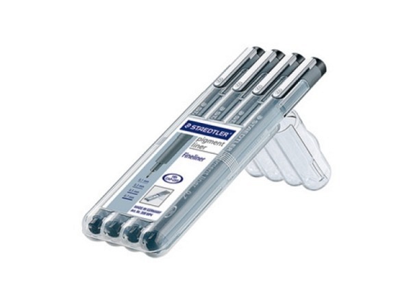 Filzstift Staedtler Pigment Liner 4er Set schwarz Nr.308