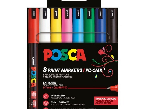 Filzstift Uniball Posca PC-1MR 8er Set Classic Colours 0,7mm Strichbreite rund