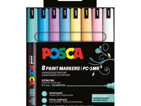 Filzstift Uniball Posca PC-1MR 8er Set Soft Colours 0,7mm Strichbreite rund