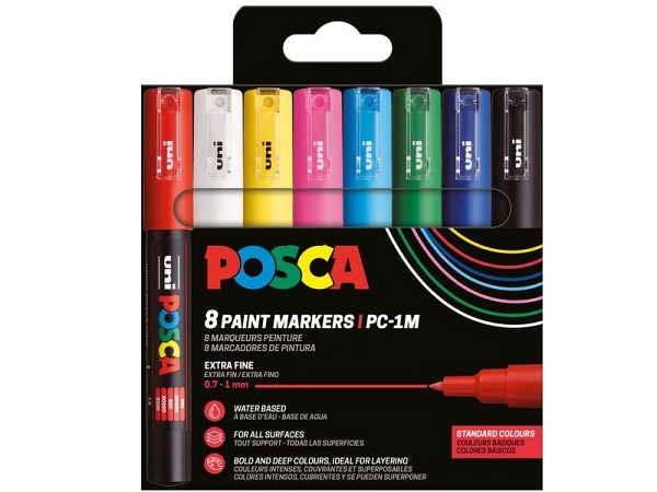 Filzstift Uniball Posca PC-1M 8er Set Classic Colours