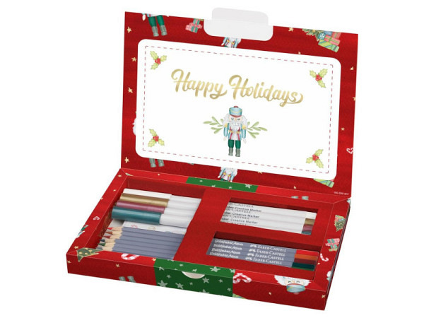 Filzstift Faber-Castell Goldfaber Creative Marker 12er Set Happy Holidays, Folie, Keramik, Kunststoff, Terrakotta, Holz, Metall und Stein.