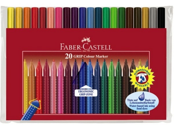 Filzstift Faber-Castell Grip Colour Marker, 20er Set