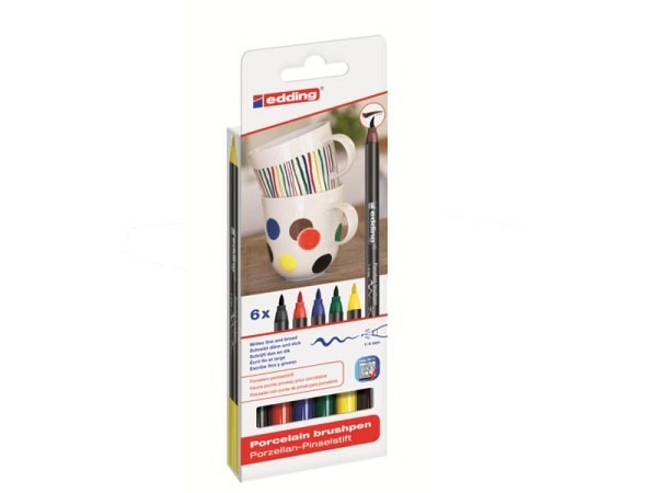 Filzstift Edding 4200 Porzellan Pinselstift 6er Set Family