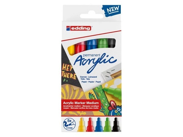 Filzstift Edding 5100 Acrylmarker 5er Set basic