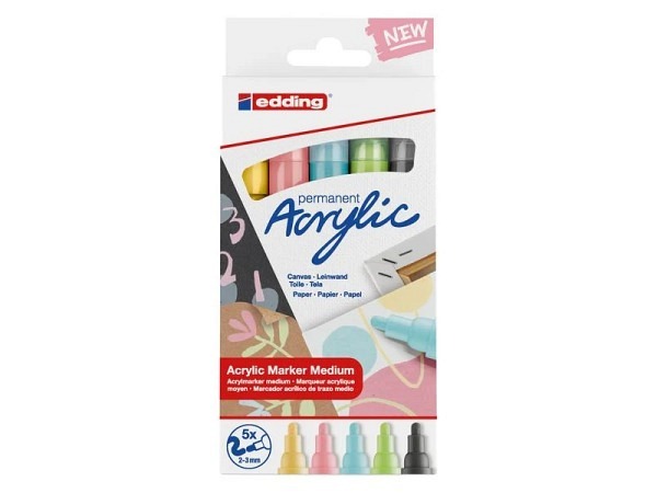 Filzstift Edding 5100 Acrylmarker 5er Set pastell