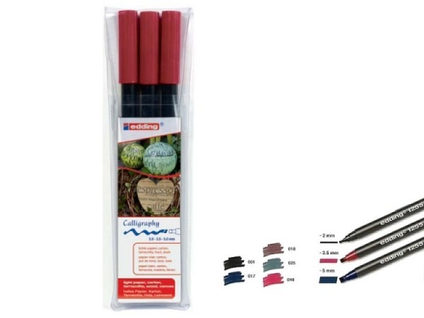 Filzstift Edding 1255 Kalligraphie 3er-Set rot