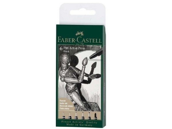 Filzstift Faber-Castell Pitt Artist Pen 6er Set schwarz
