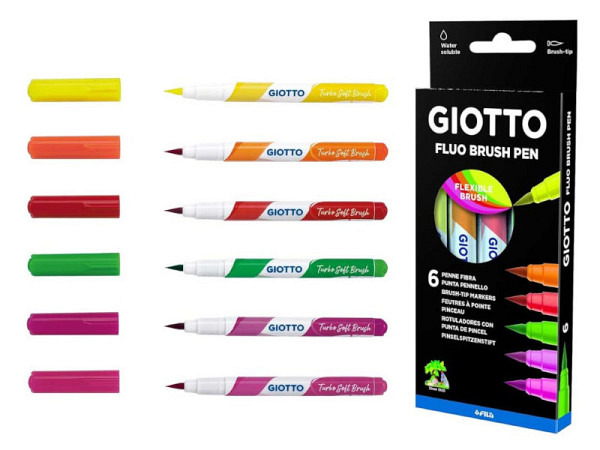 Filzstift Giotto Fluo Brush Pen 6er Set