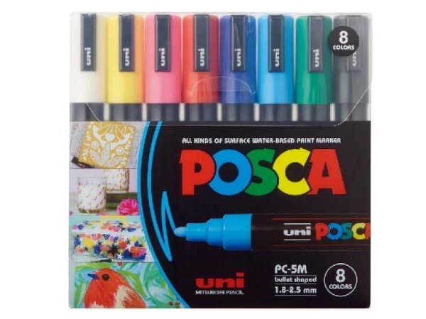 Filzstift Uniball Posca PC-5M 8er Set P 1,8-2,5mm Strichbreite rund