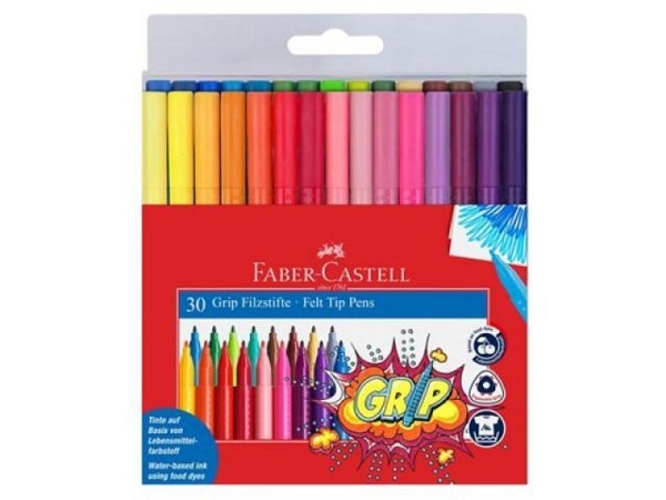 Filzstift Faber-Castell Grip Colour Marker 30er Set mit mitteldicker Spitze
