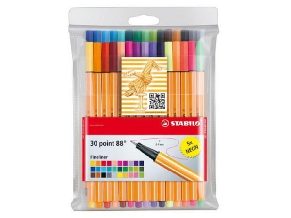 Filzstift Stabilo Point 88 Set 30Stk. flaches Kunststoffetui