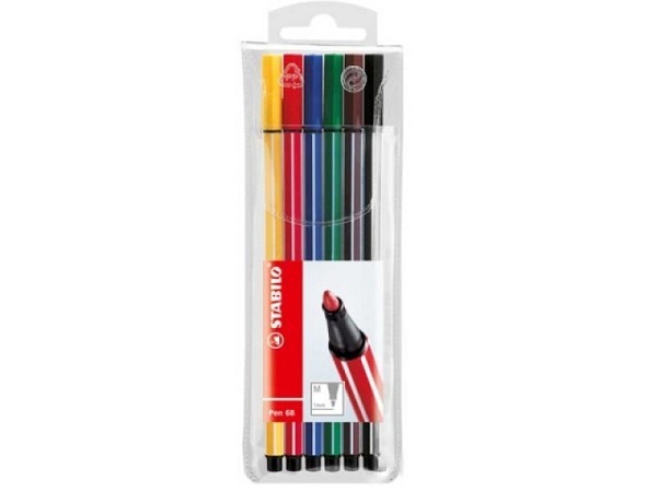 Filzstift Stabilo Pen 68 Set 6Stk. im Kunststoffetui, 1mm