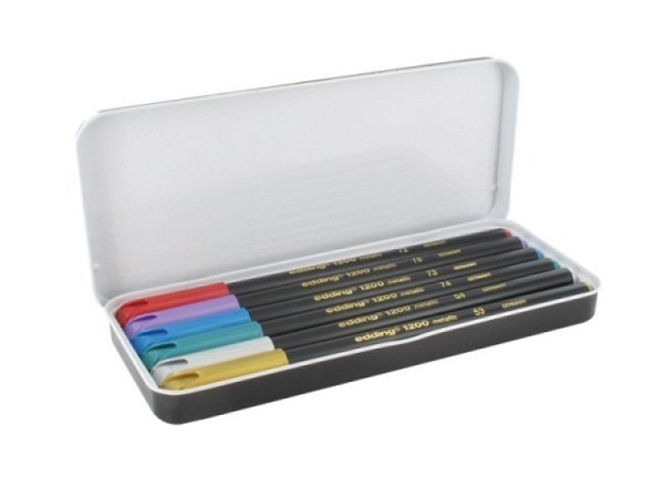 Filzstift Edding 1200 6er Set, metallic farbig deckend 1mm