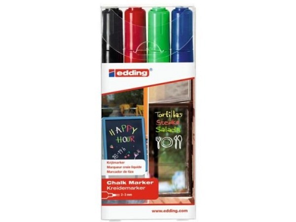 Filzstift Edding 4095 Kreidemarker 3mm 4er Set Basic