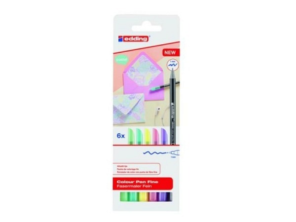 Filzstift Edding 1200 6er Set Pastell farbig deckend