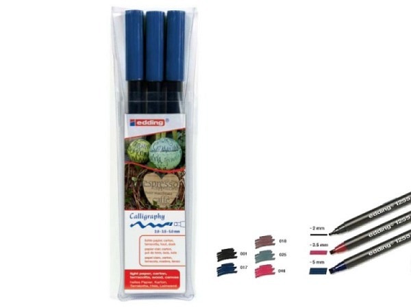 Filzstift Edding 1255 Kalligraphie 3er-Set stahlblau