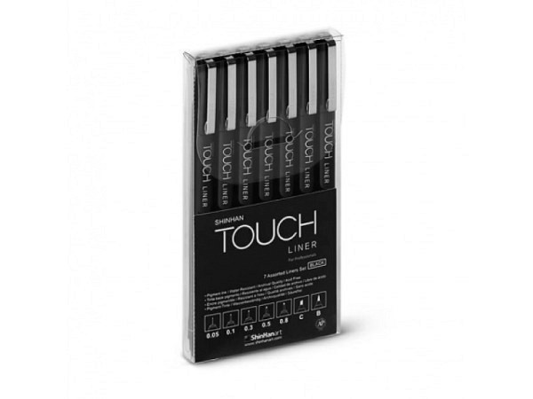 Filzstift Touch Liner Set mit 7 Strichbreiten schwarz