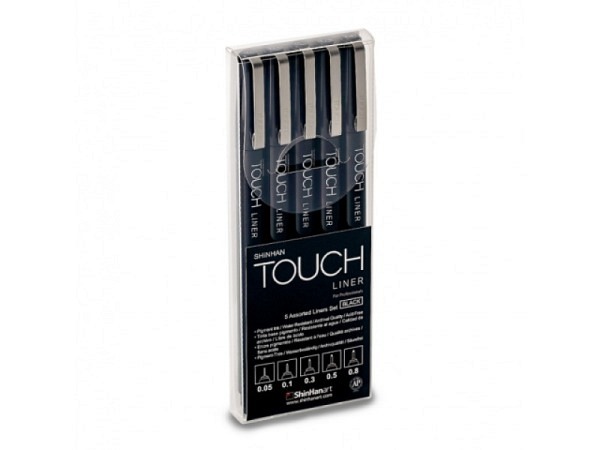 Filzstift Touch Liner Set mit 5 Strichbreiten schwarz