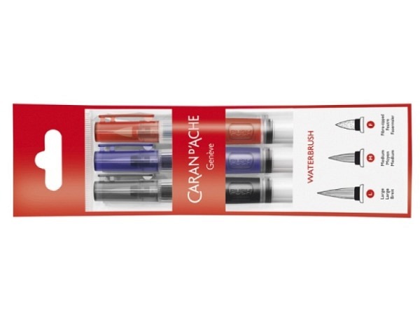 Filzstift Caran d'Ache Pinsel mit Wasserreservoir 3er Set mit Grösse F, M und L