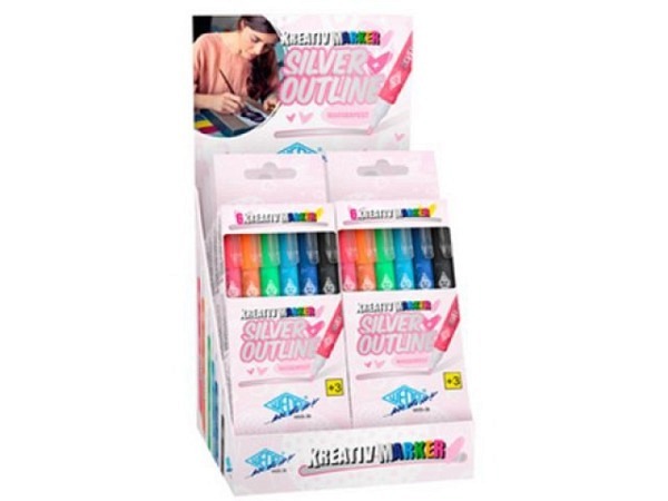 Filzstift Wedo Kreativmarker Silver und Outline 6er Set