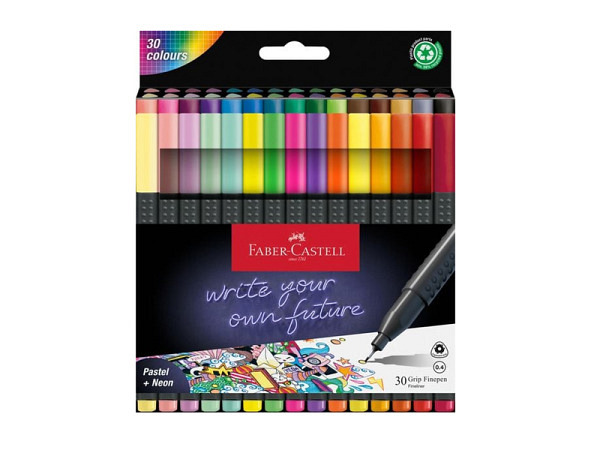 Filzstift Faber-Castell Grip Finepen 30er Set Neon und Pastel