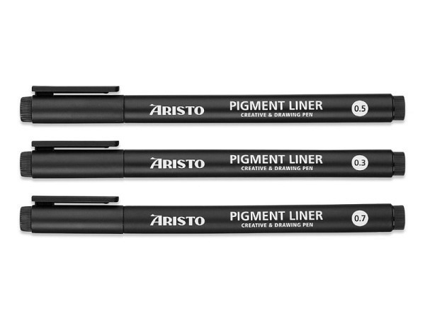 Filzstift Aristo Pigmentliner 3er Set schwarz